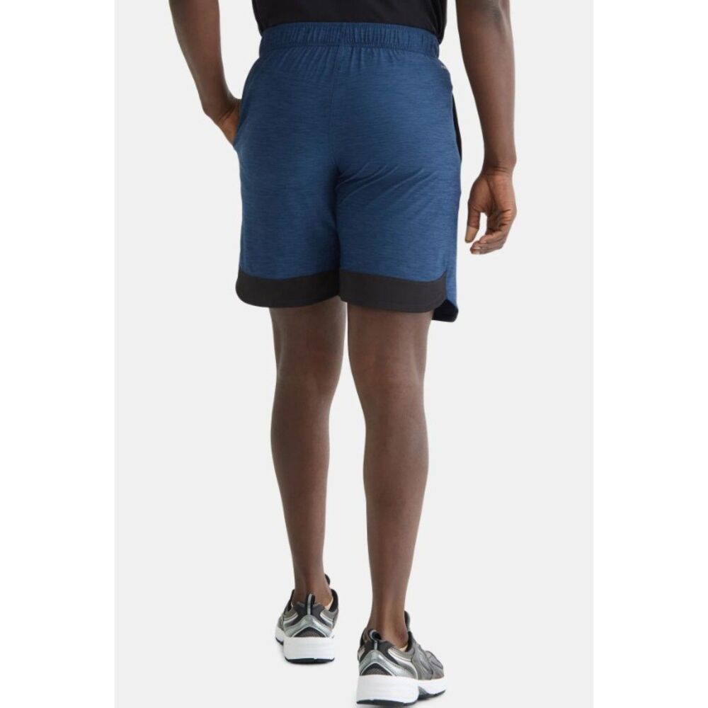 NWT Mens Sz XL (40-42) Dark Blue Elastic Waist Stretchy Athletic Shorts Pockets - Picture 4 of 4